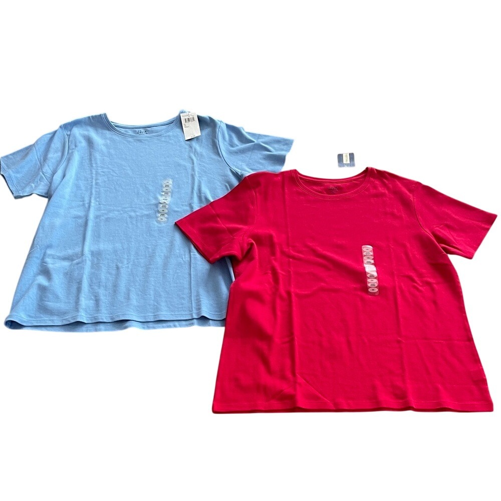 Falls Creek Women's Red and Blue Short Sleeve T-Shirts XXL NWT